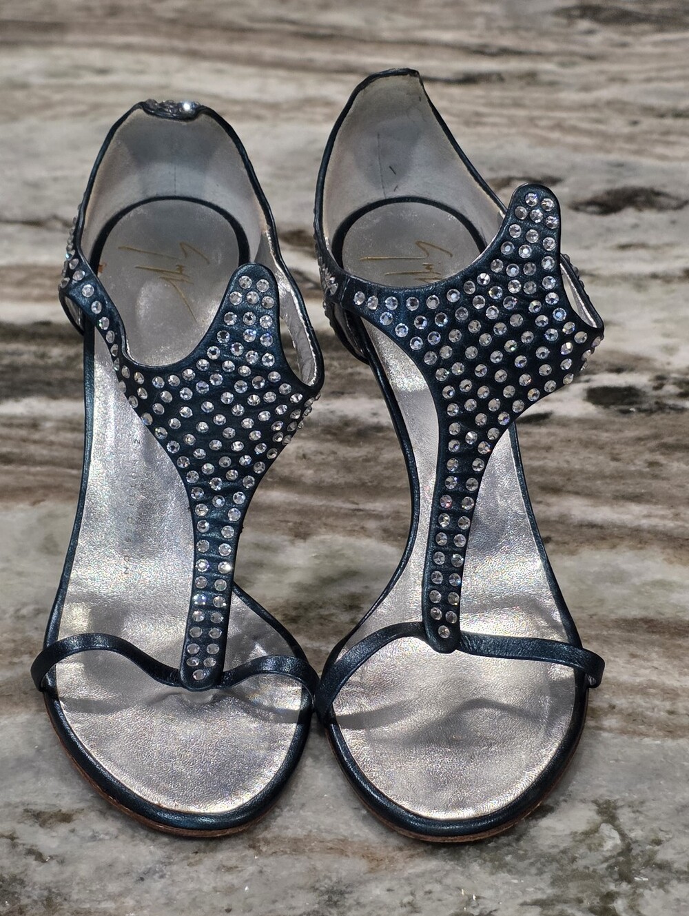Giuseppe Zanotti Y2K Metallic Green Crystal Studded Stiletto Heels 38.5 (US 8.5) - Picture 11 of 16